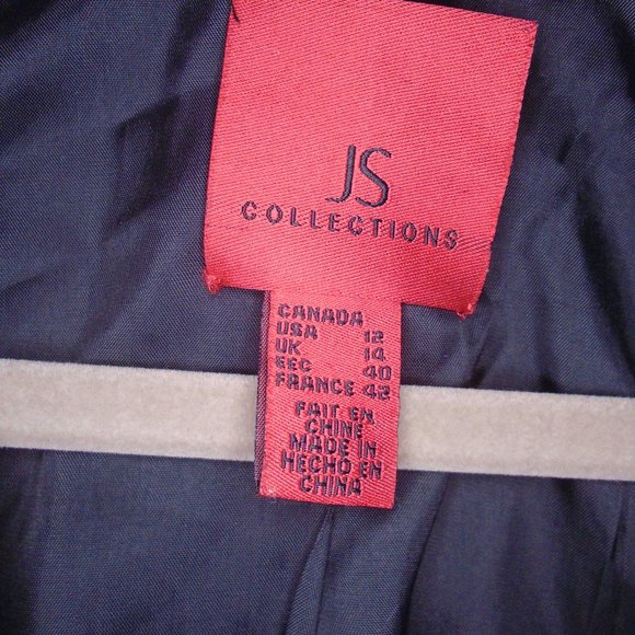 JS Collection Bell Sleeve Jacket Blazer Black Satin No collar with shoulder pads - Picture 5 of 8